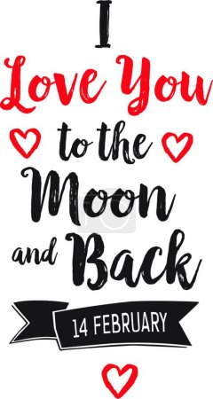 Téléchargez les illustrations : I Love You to Moon and Back Lettrage, illustration vectorielle design simple - en licence libre de droit
