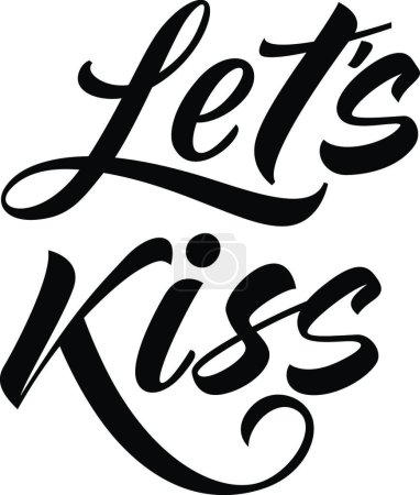 Ilustración de Lets Kiss Lettering, vector illustration simple design - Imagen libre de derechos