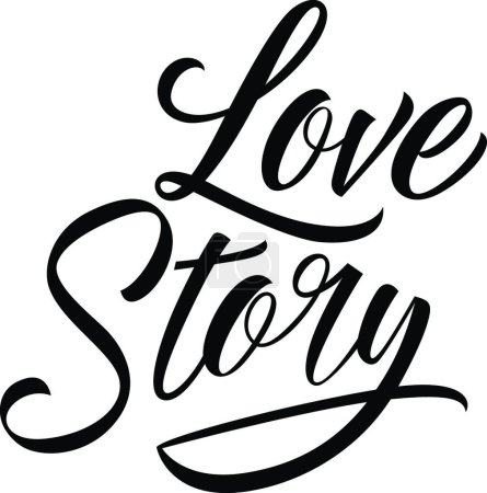 Ilustración de Love story lettering, vector illustration simple design - Imagen libre de derechos