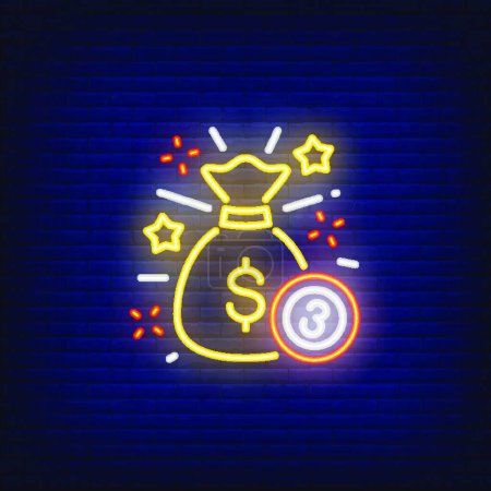 Illustration for Neon icon of jackpot, vector illustration simple design - Royalty Free Image