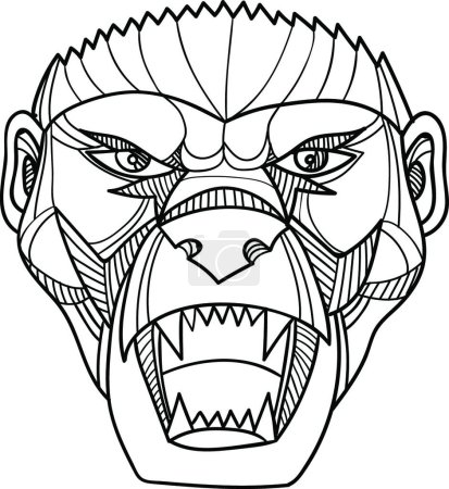 Illustration for Honey Badger Head Monoline, vector illustration simple design - Royalty Free Image