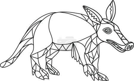 Ilustración de Aardvark línea Mono en blanco y negro, ilustración vectorial diseño simple - Imagen libre de derechos