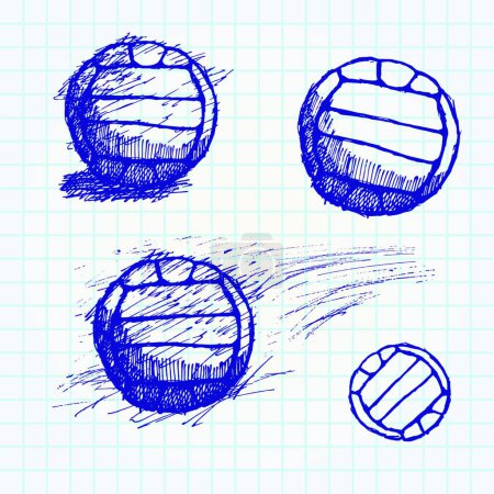 Illustration for Volleyball ball sketch set on paper notebook, vector illustration simple design - Royalty Free Image
