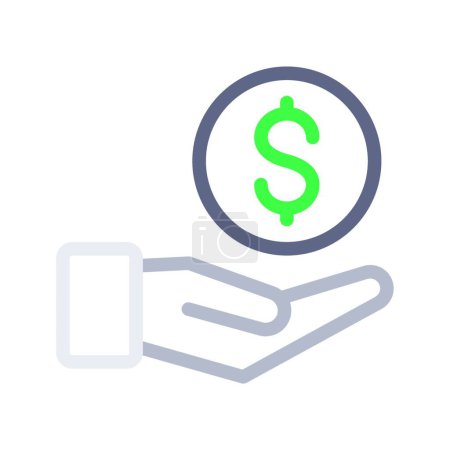 Illustration for Dollar sign with hand icon, vector illustration simple design - Royalty Free Image