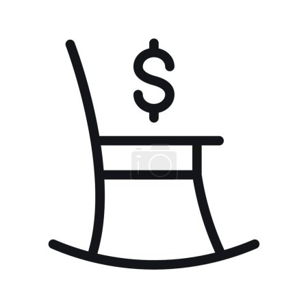 Téléchargez les illustrations : Rocking chair avec icône de signe dollar, illustration vectorielle design simple - en licence libre de droit
