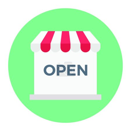 Ilustración de Icono de la tienda abierta, ilustración vectorial diseño simple - Imagen libre de derechos