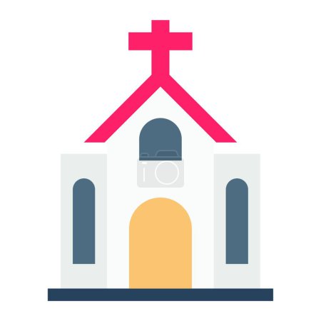 Téléchargez les illustrations : Icône de l'église catholique, illustration vectorielle conception simple - en licence libre de droit