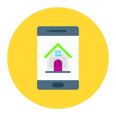 Téléchargez les illustrations : Application mobile avec icône de la maison, illustration vectorielle design simple - en licence libre de droit