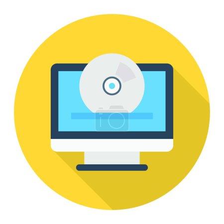 Ilustración de PC y disco icono, vector ilustración diseño simple - Imagen libre de derechos