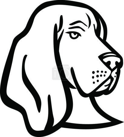Illustration for Head of a Basset Hound or Scent Hound Side View Mascot Retro Black and White - Royalty Free Image