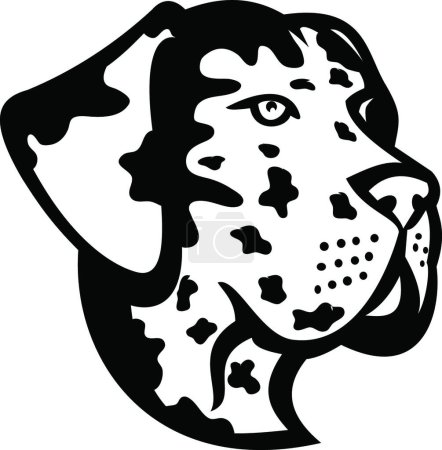 Illustration for Head of Great Dane Deutsche Dogge German Mastiff or Dogue Allemand Mascot Side View Mascot Retro Black and White - Royalty Free Image