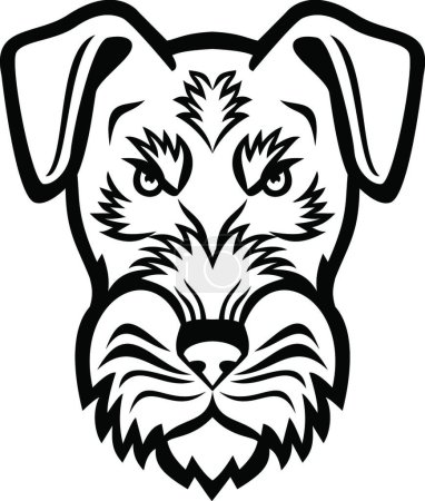 Illustration for Head of Angry Jagdterrier Hunting Terrier or German Hunt Terrier Mascot Black and White - Royalty Free Image