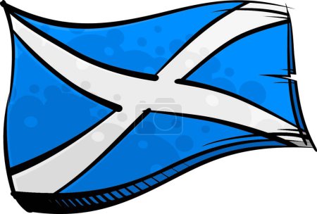 Téléchargez les illustrations : Drapeau écossais peint agitant dans le vent, illustration vectorielle design simple - en licence libre de droit