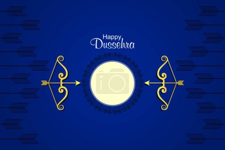Illustration for Bow and arrow in Happy Dussehra festival of India background, vector illustration simple design - Royalty Free Image