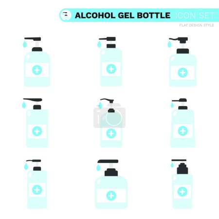 Téléchargez les illustrations : "Pompe désinfectant pour les mains bouteille alcool gel plat design vecteur" - en licence libre de droit