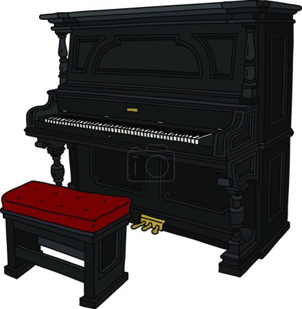Ilustración de Piano clásico aislado sobre fondo blanco - Imagen libre de derechos
