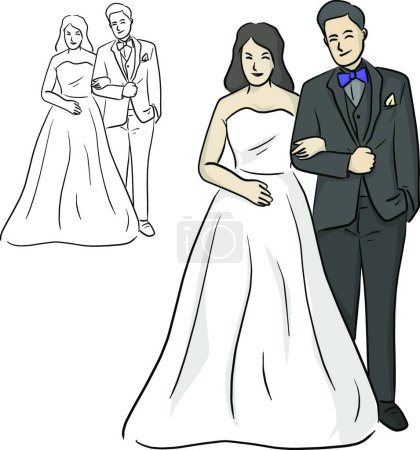 Illustration for Wedding couple, simple vector illustration - Royalty Free Image