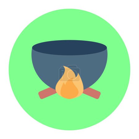 Illustration for Simple web icon of campfire cooking - Royalty Free Image