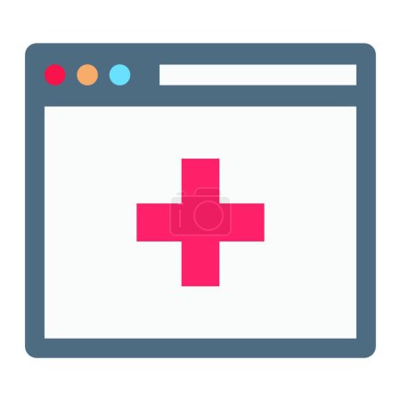 Téléchargez les illustrations : "médecine en ligne "illustration vectorielle icône web - en licence libre de droit