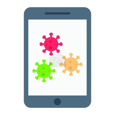 Illustration for Bacteria on tablet screen icon, vector illustration - Royalty Free Image