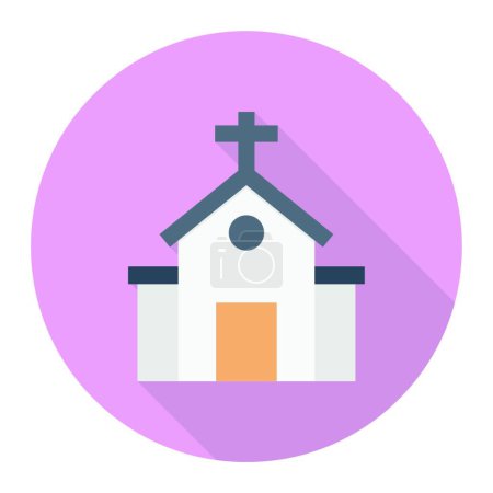 Téléchargez les illustrations : Icône de l'église catholique, illustration vectorielle conception simple - en licence libre de droit