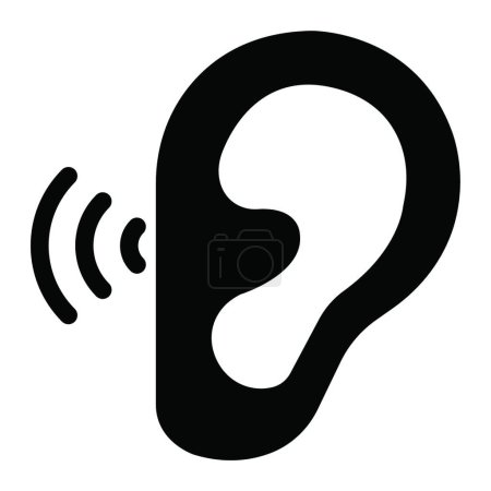 Téléchargez les illustrations : "écouter "icône, illustration vectorielle - en licence libre de droit