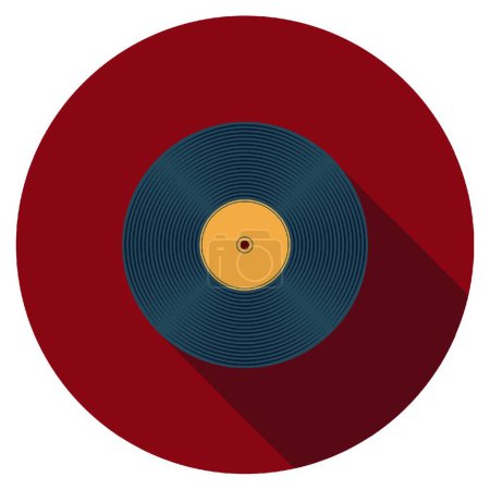 Illustration for "Flat design vector vinyl record icon with long shadow, isolated" - Royalty Free Image