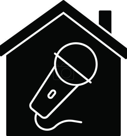 Téléchargez les illustrations : Icône maison et microphone, illustration vectorielle - en licence libre de droit