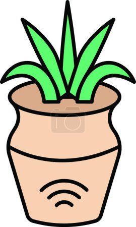 Téléchargez les illustrations : Plante en pot, illustration vectorielle simple - en licence libre de droit