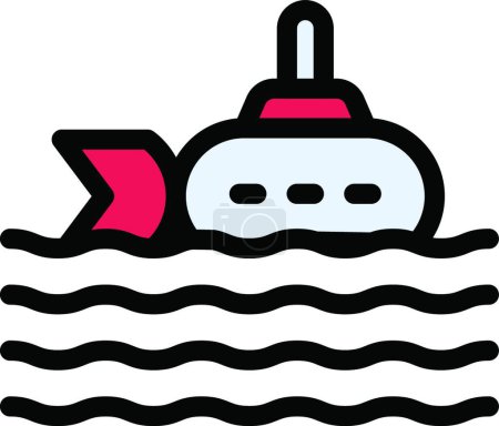Téléchargez les illustrations : Submarine web icon vector illustration - en licence libre de droit