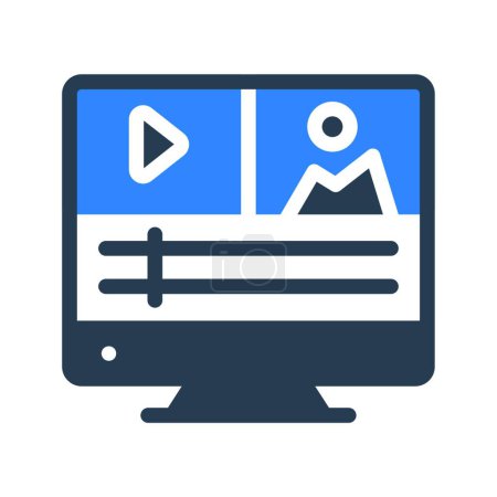 Téléchargez les illustrations : Icône vidéo, conception simple pour les applications et les sites Web - en licence libre de droit