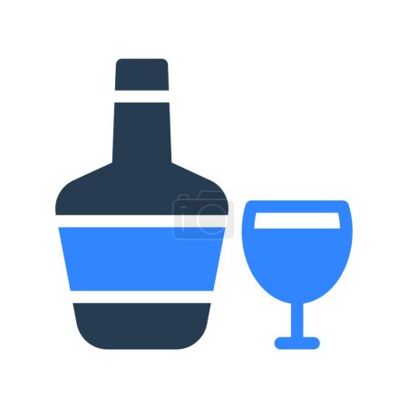 Téléchargez les illustrations : "bouteille et verre "illustration vectorielle icône web - en licence libre de droit