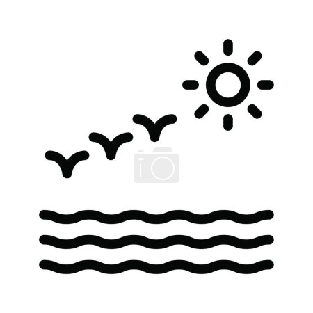 Téléchargez les illustrations : "plage "illustration vectorielle icône web - en licence libre de droit