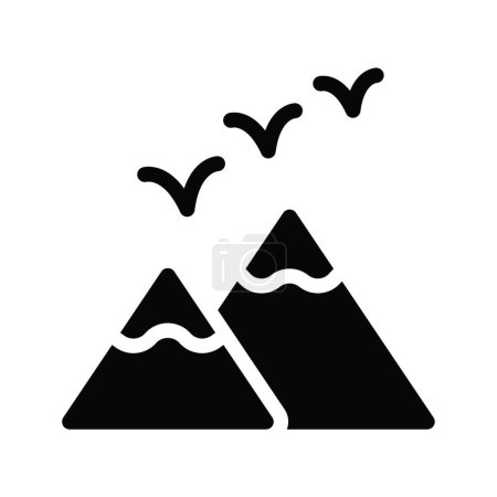 Téléchargez les illustrations : "oiseaux avec montagnes ", illustration vectorielle simple - en licence libre de droit