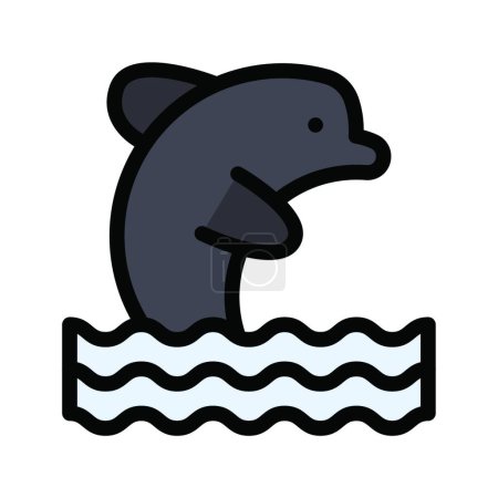 Téléchargez les illustrations : Icône de dauphin, illustration vectorielle - en licence libre de droit