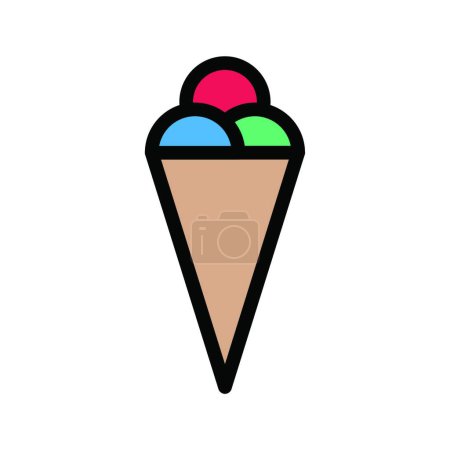Téléchargez les illustrations : Cône de crème glacée, illustration vectorielle simple - en licence libre de droit