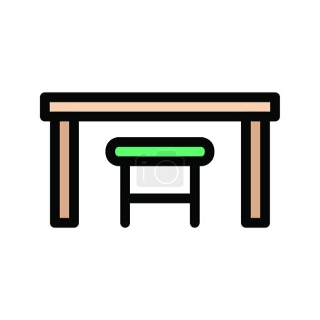 Téléchargez les illustrations : Illustration vectorielle d'icône de table et chaise - en licence libre de droit