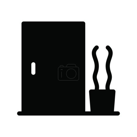 Téléchargez les illustrations : Icône de porte et de plante, illustration vectorielle design simple - en licence libre de droit