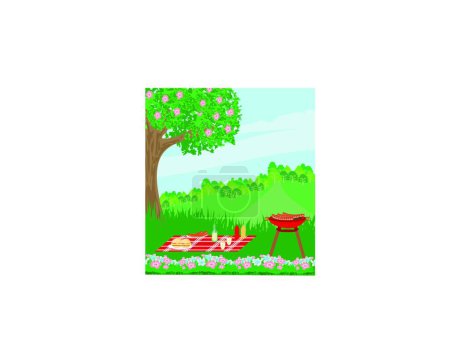 Illustration for Picnic bbq party outdoor recreation - Royalty Free Image