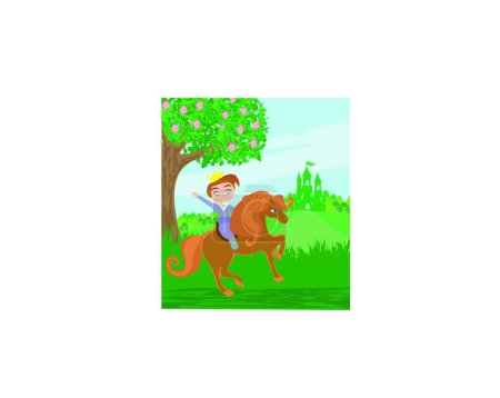 Illustration for Little princess on horse modern vector illustration - Royalty Free Image