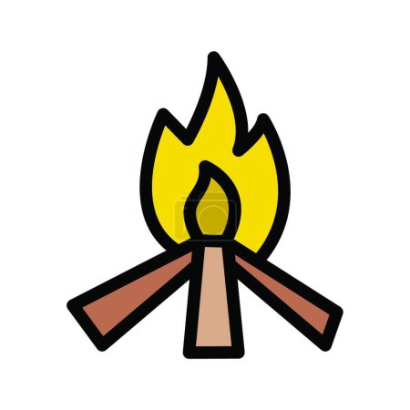 Téléchargez les illustrations : Dessin animé simple de feu de camp flamboyant - en licence libre de droit