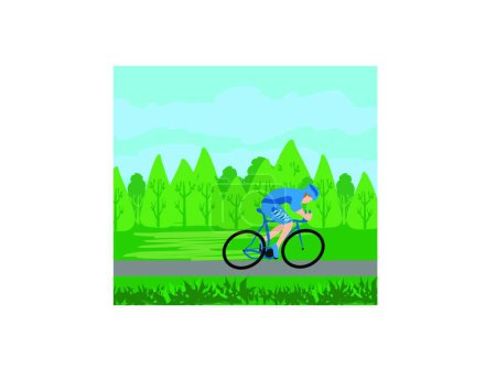 Téléchargez les illustrations : Cyclisme homme dans la formation illustration vectorielle moderne - en licence libre de droit