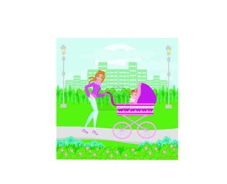 Illustration for Mother and daughter in the park modern vector illustration - Royalty Free Image