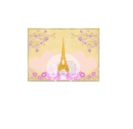 Téléchargez les illustrations : Carte abstraite Tour Eiffel rétro vintage - en licence libre de droit