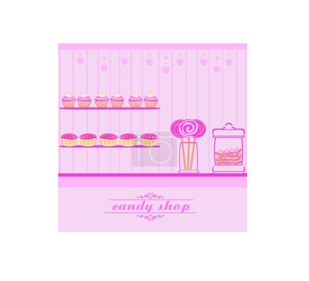 Illustration for Store of sweets and chocolate modern vector illustration - Royalty Free Image