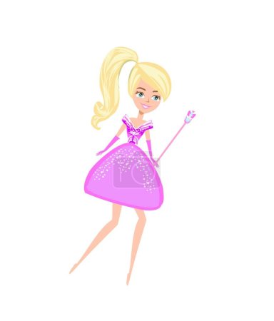 Illustration for Beautiful fairy with magic wand - isolated illustration - Royalty Free Image
