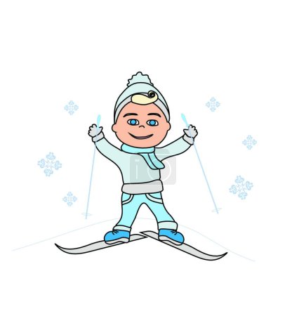 Ilustración de Lindo niño esquiando - Imagen libre de derechos