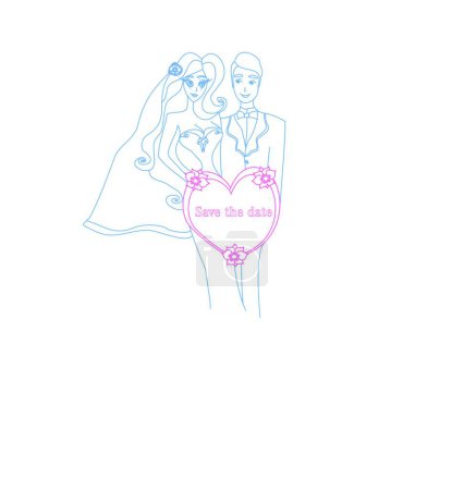 Illustration for Bride and groom - doodle illustration - Royalty Free Image