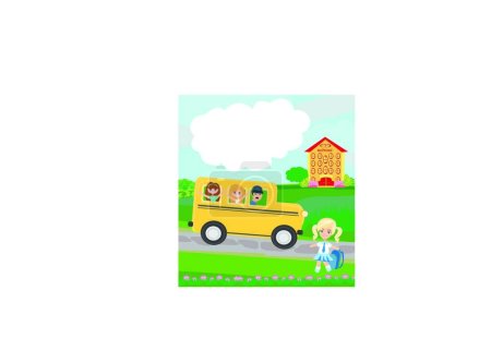Illustration for Happy kids going to school - Royalty Free Image