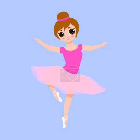 Ilustración de Linda bailarina bailando. Bailarina niña en vestido de tutú rosa. - Imagen libre de derechos